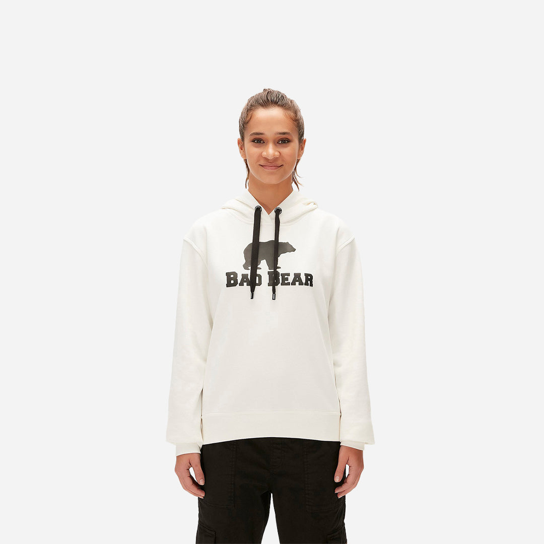 Bad Bear Logo Off-White Kadın Hoodie Sweatshirt