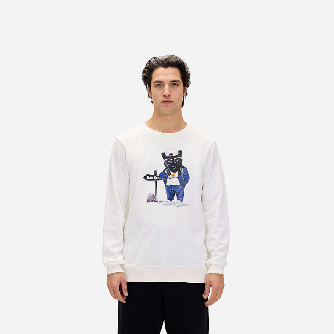 Bad Bear Panther Beyaz Erkek Sweatshirt