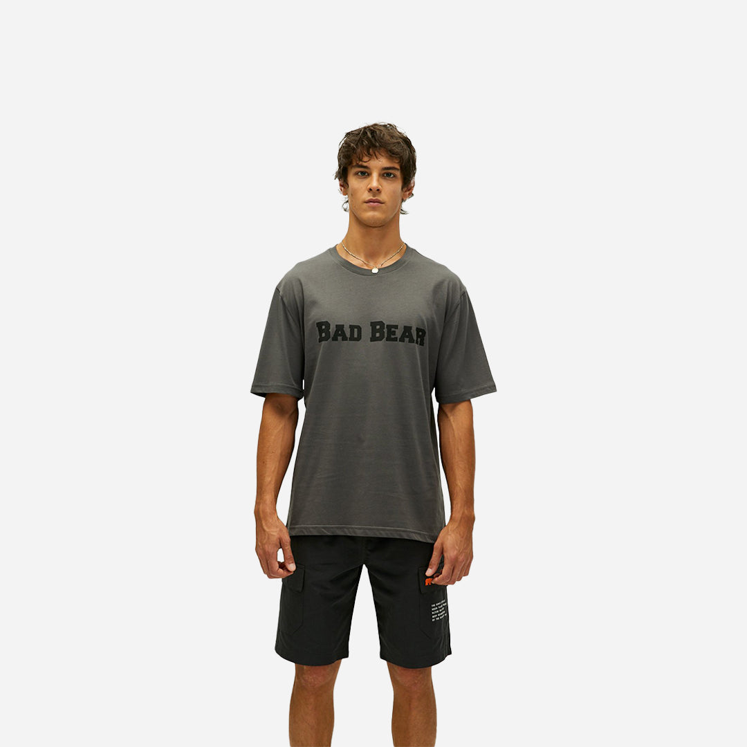 Bad Bear Title Oversize Koyu Gri Baskılı Erkek Tişört