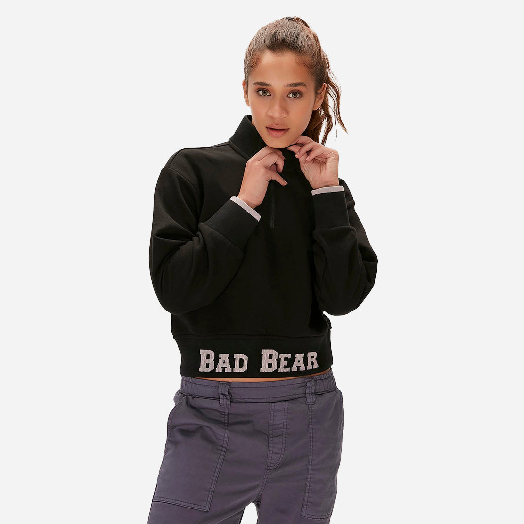 Bad Bear Zoe Siyah Yarım Fermuarlı Kadın Sweatshirt