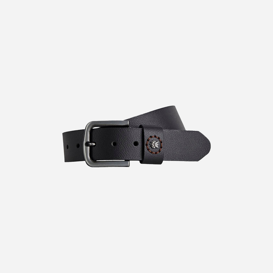 Bad Bear Print Belt Siyah Deri Erkek Kemer