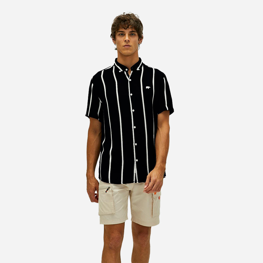 Bad Bear Sergio Shirt Siyah Kısa Kollu Çizgili Erkek Gömlek