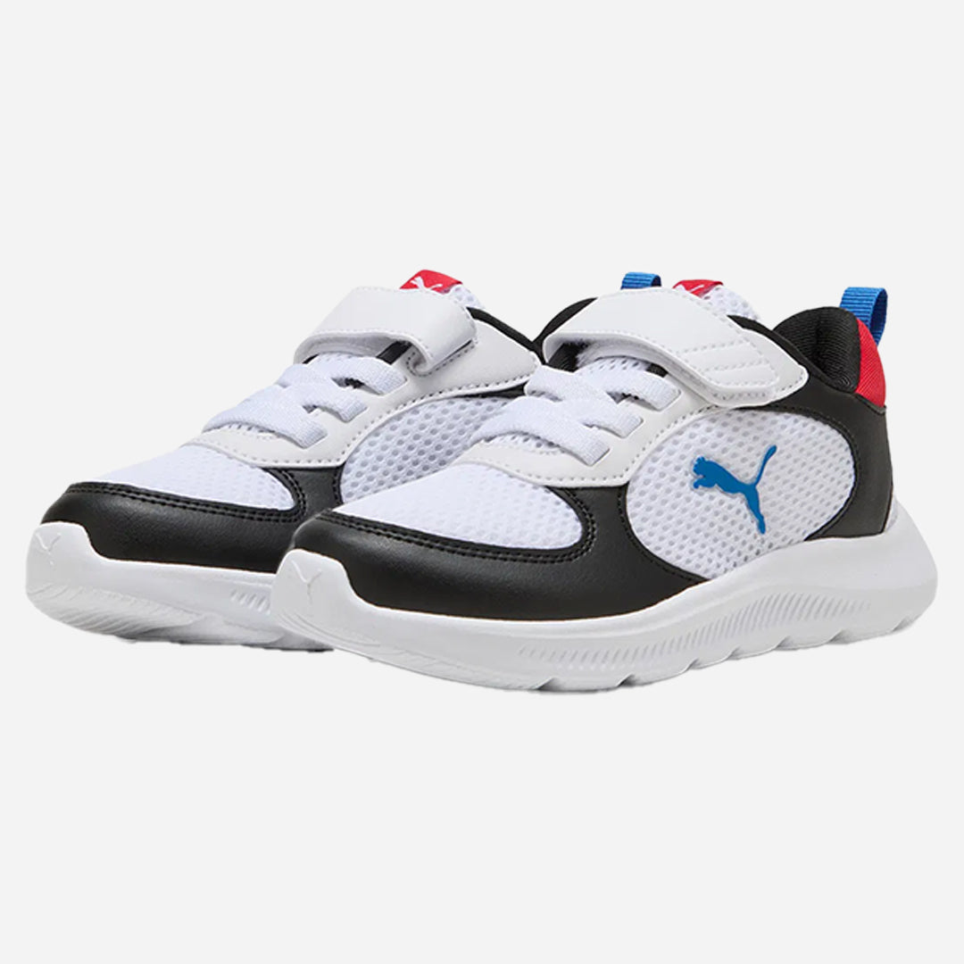 Puma Fun Racer 2 AC+ PS Unisex Çocuk Beyaz-Siyah-Kırmızı Cırtlı Spor Ayakkabı