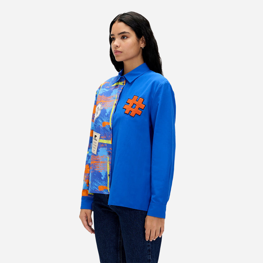 Bad Bear Anastasia Saks Mavisi Baskılı Gömlek