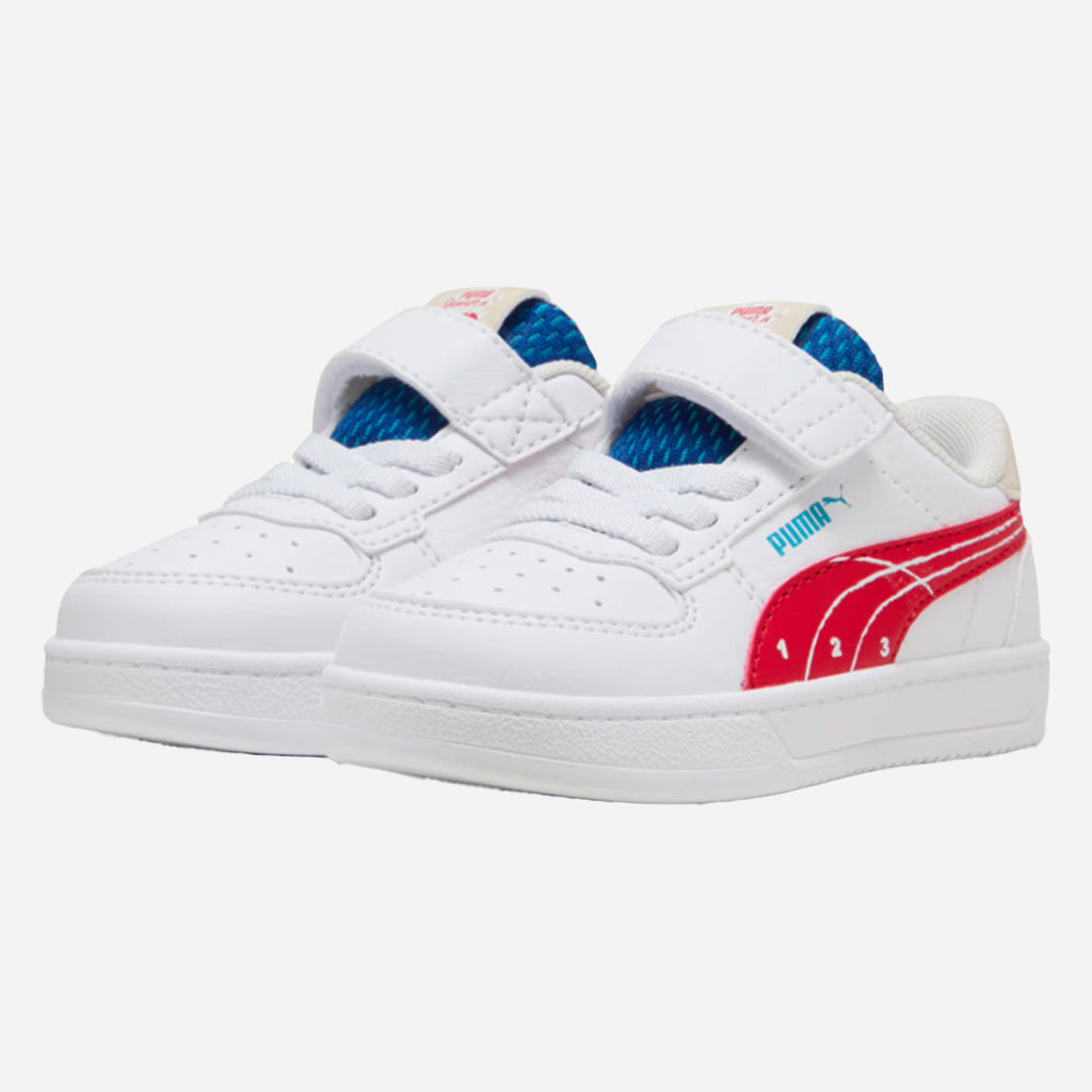 Puma Caven 2.0 Run FunAC+Inf Unisex Çocuk Beyaz-Kırmızı Spor Ayakkabı