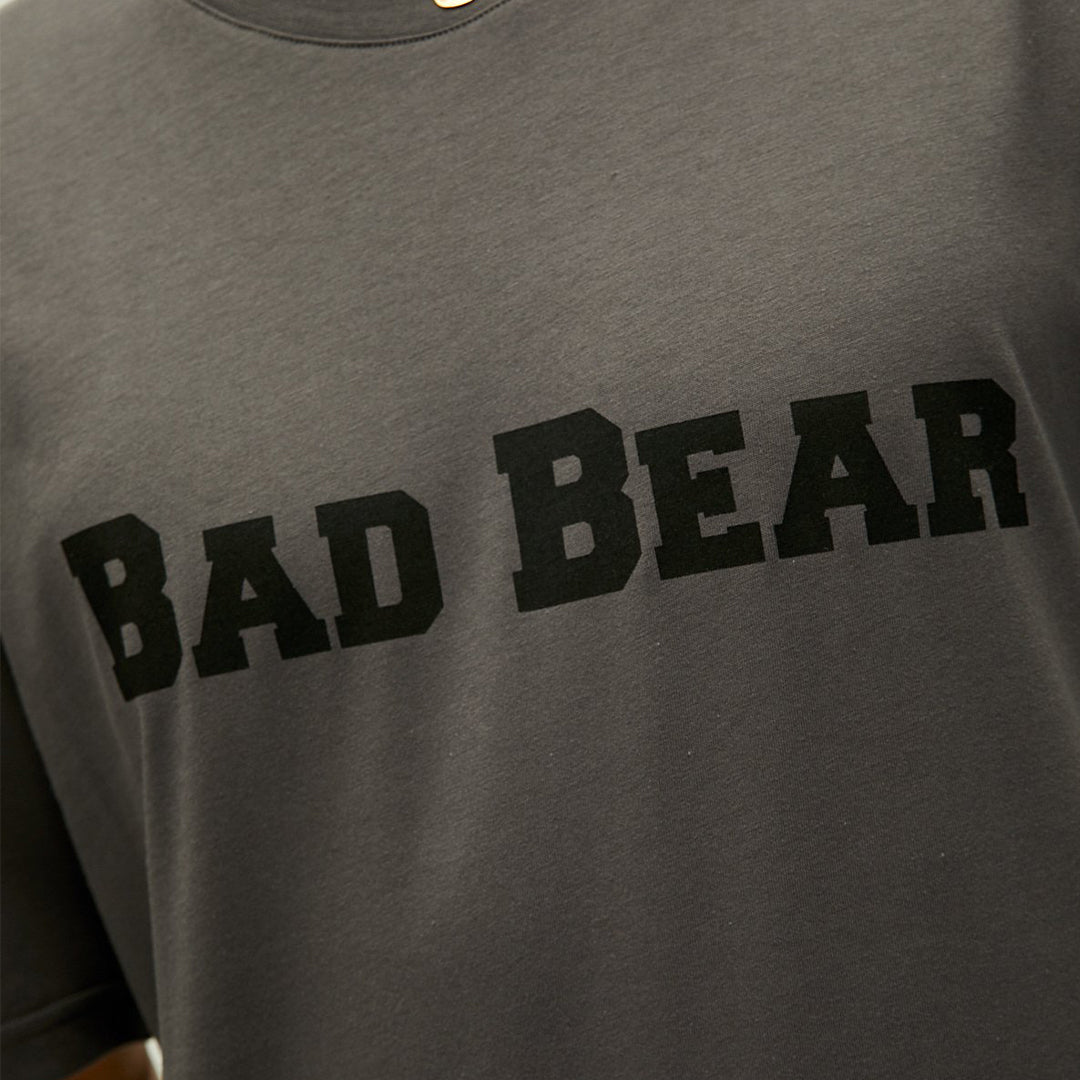 Bad Bear Title Oversize Koyu Gri Baskılı Erkek Tişört