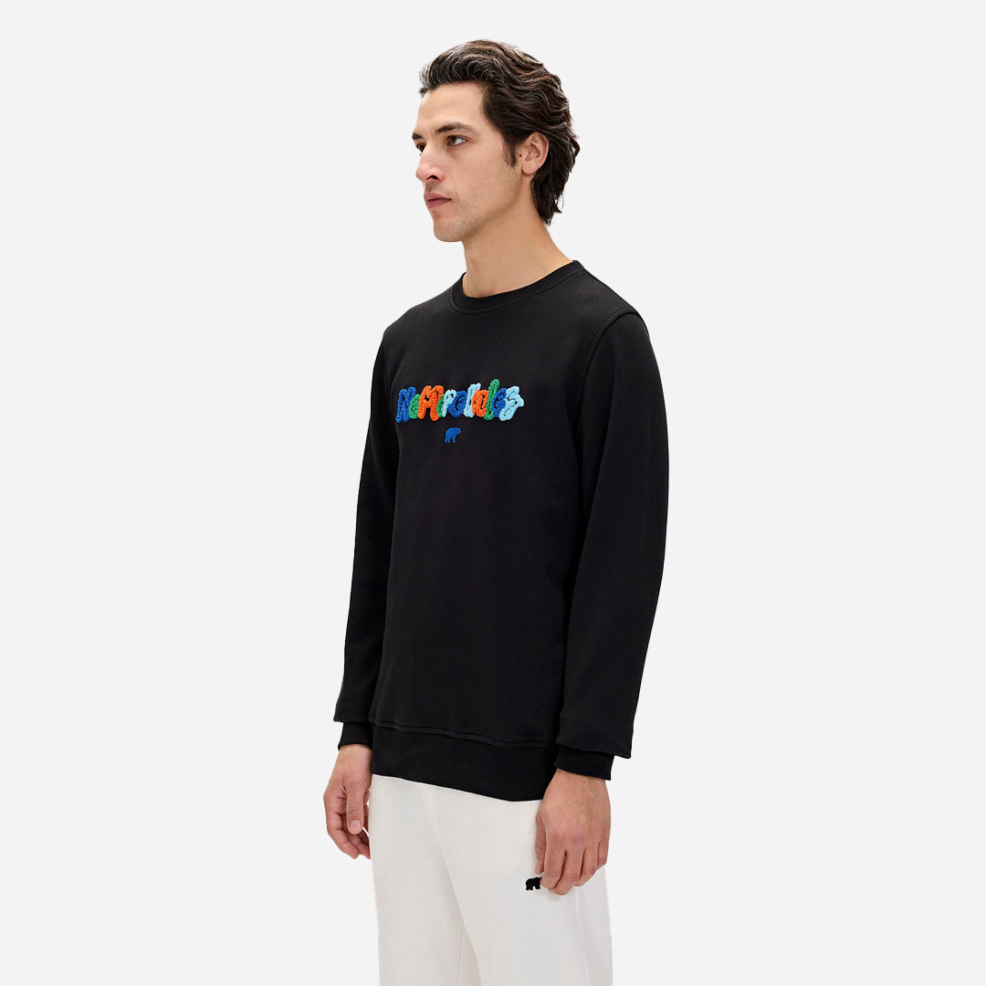 Bad Bear Furry Siyah Erkek Baskılı Sweatshirt