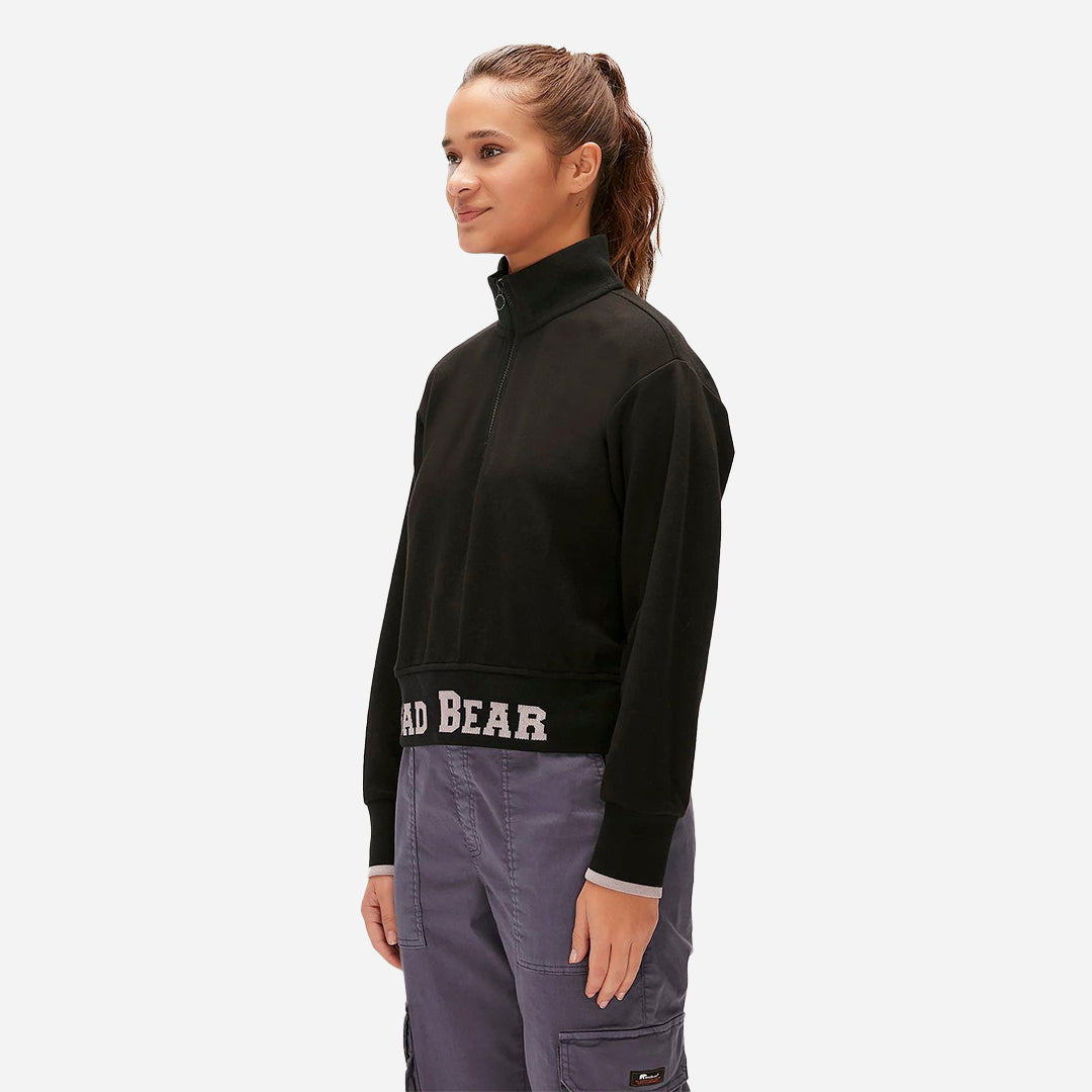 Bad Bear Zoe Siyah Yarım Fermuarlı Kadın Sweatshirt