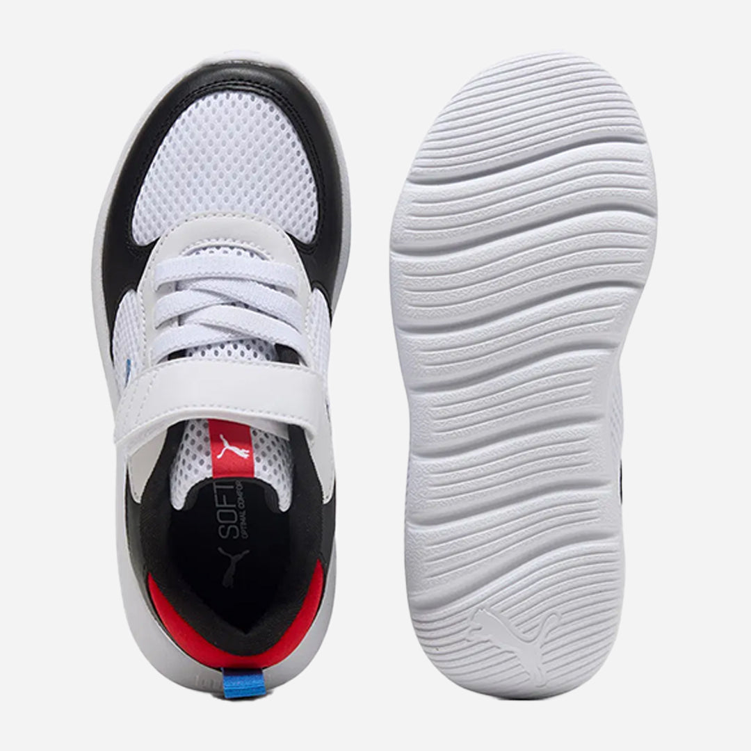 Puma Fun Racer 2 AC+ PS Unisex Çocuk Beyaz-Siyah-Kırmızı Cırtlı Spor Ayakkabı