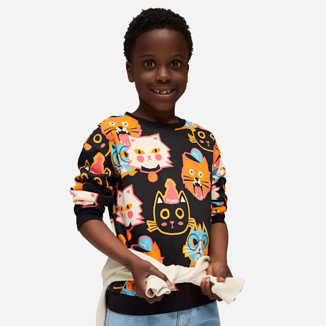 Puma Moody Cat Crew Unisex Çocuk Siyah Sweatshirt