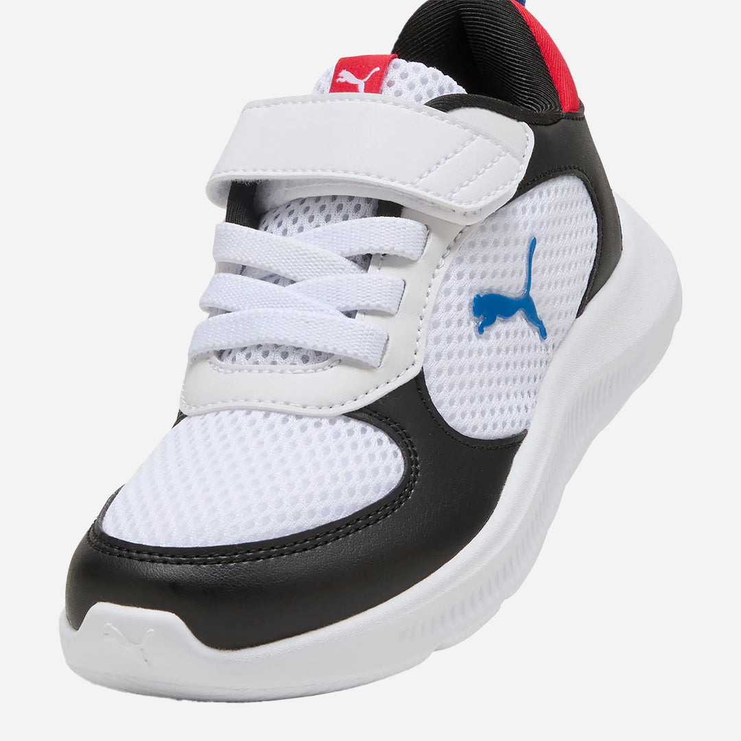 Puma Fun Racer 2 AC+ PS Unisex Çocuk Beyaz-Siyah-Kırmızı Cırtlı Spor Ayakkabı