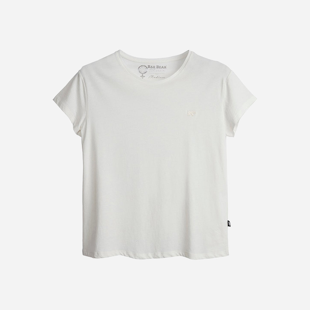 Bad Bear Violet O-Neck T-Shirt Off-White Beyaz Basic Kadın Tişört