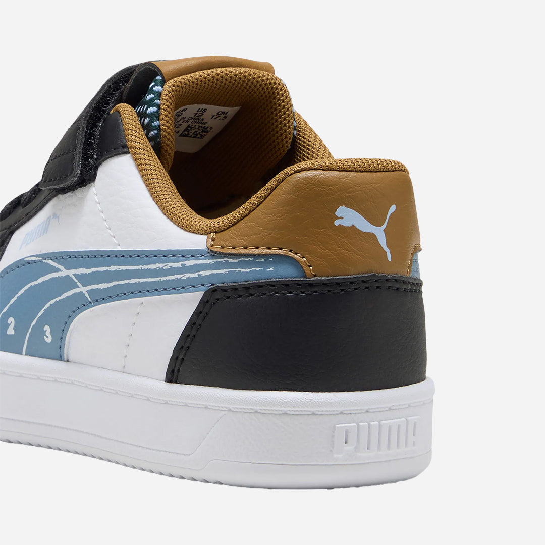 Puma Caven 2.0 Run Fun Unisex Çocuk Siyah-Beyaz Cırtlı Spor Ayakkabı