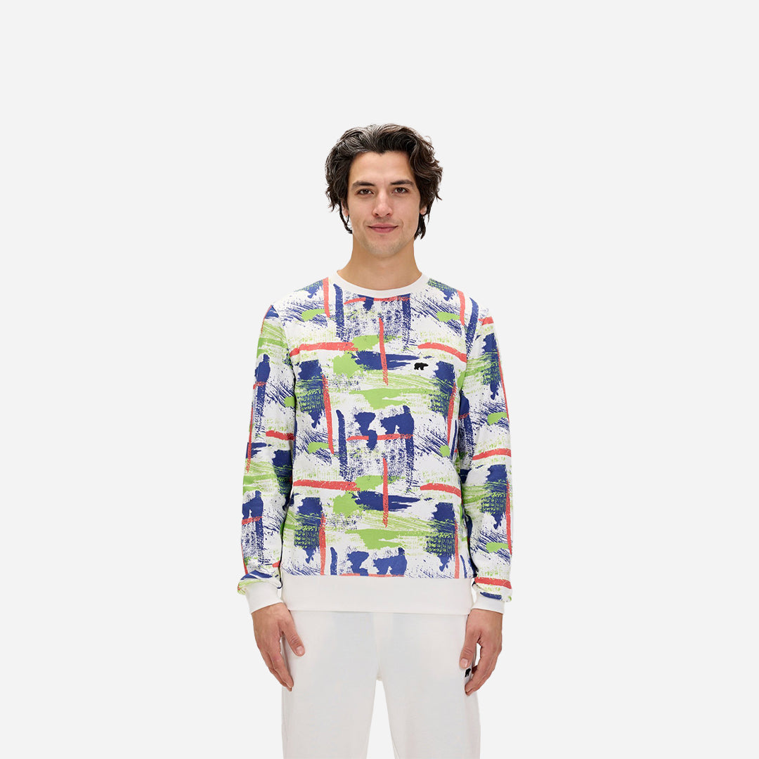 Bad Bear Flame Beyaz Erkek Baskılı Sweatshirt