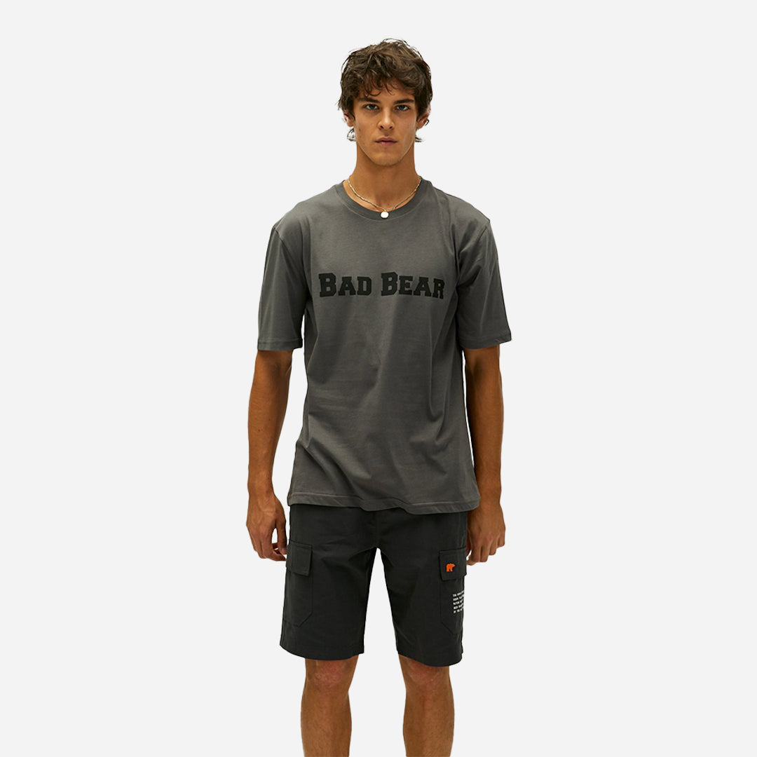Bad Bear Title Oversize Koyu Gri Baskılı Erkek Tişört