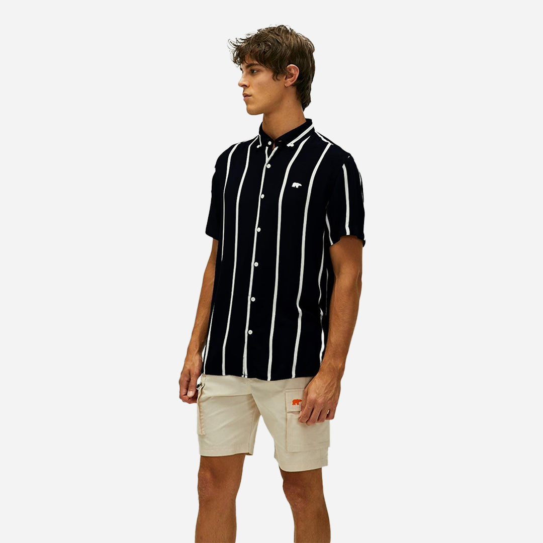 Bad Bear Sergio Shirt Siyah Kısa Kollu Çizgili Erkek Gömlek