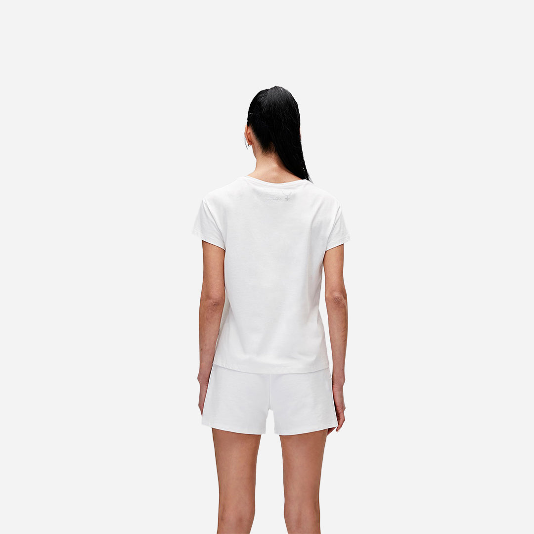 Bad Bear Violet O-Neck T-Shirt Off-White Beyaz Basic Kadın Tişört