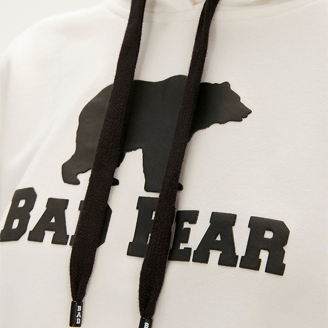 Bad Bear Logo Off-White Kadın Hoodie Sweatshirt