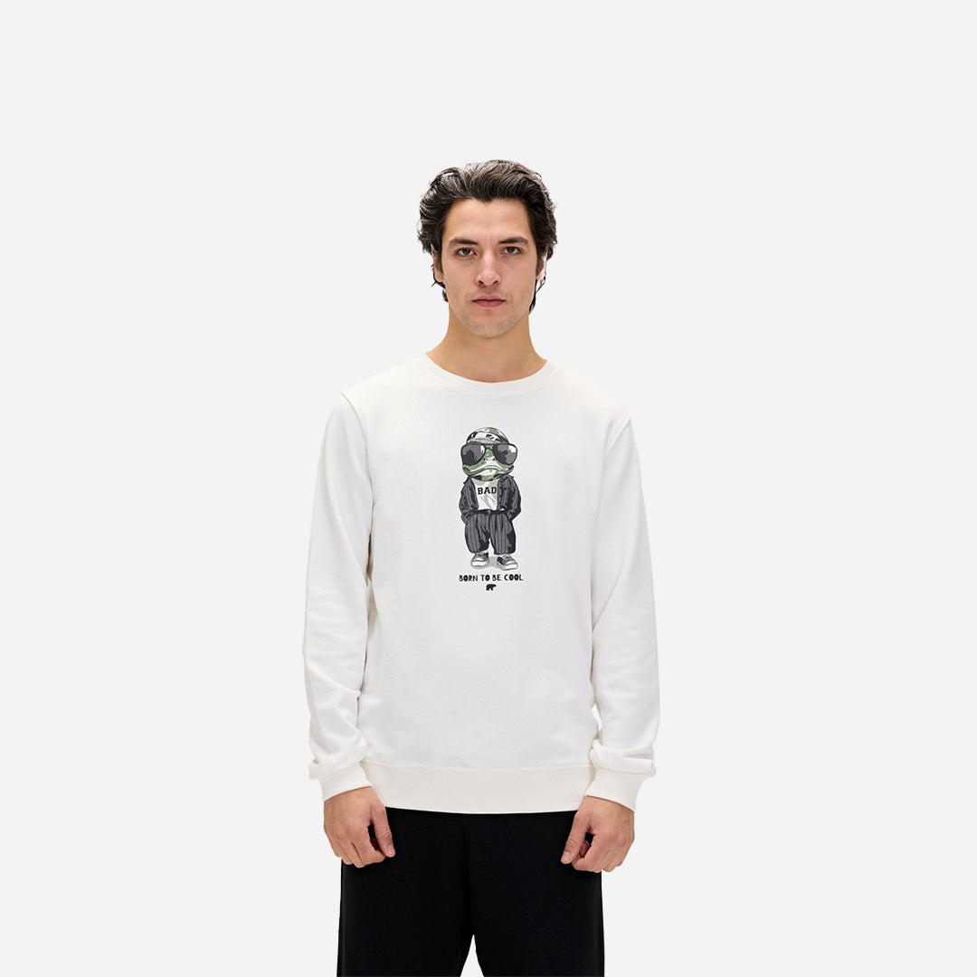 Bad Bear Gator Beyaz Erkek Baskılı Sweatshirt