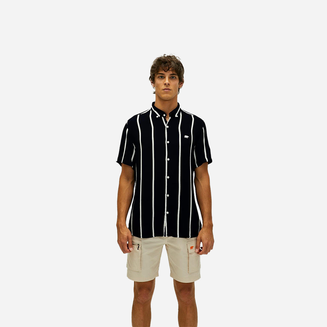 Bad Bear Sergio Shirt Siyah Kısa Kollu Çizgili Erkek Gömlek
