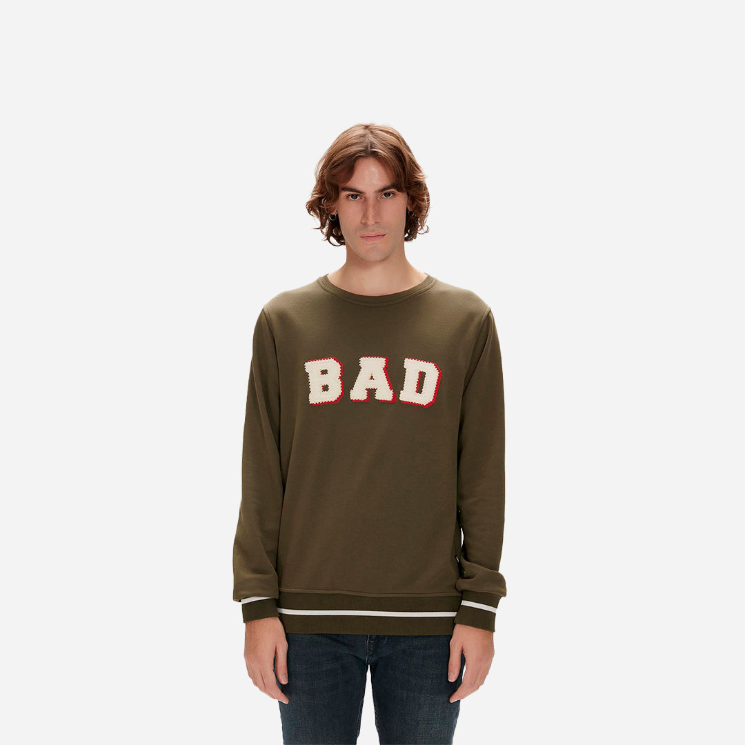 Bad Bear Felt Crewneck Haki Erkek Sweatshirt