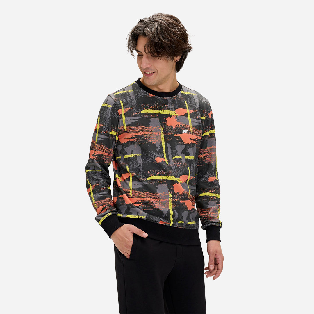 Bad Bear Flame Siyah Erkek Baskılı Sweatshirt