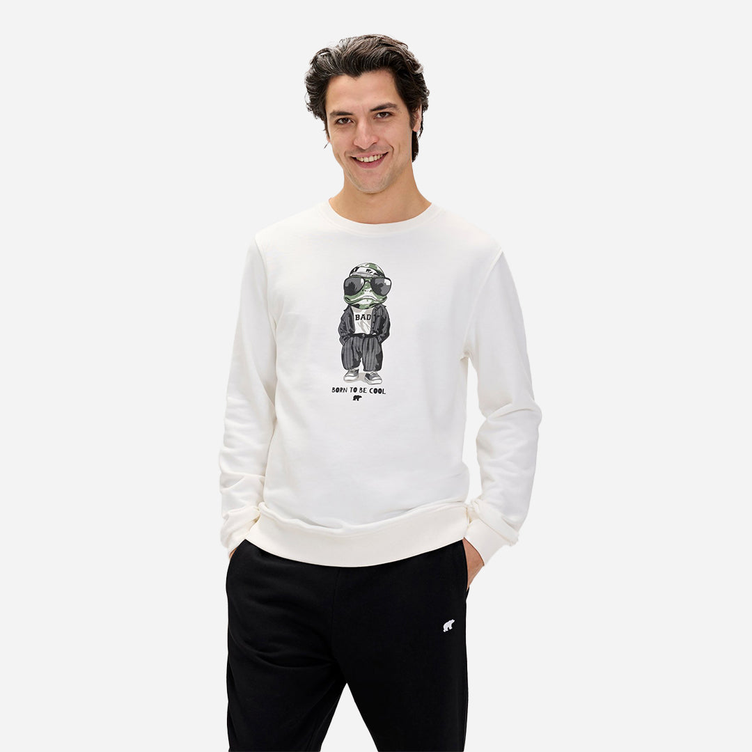 Bad Bear Gator Beyaz Erkek Baskılı Sweatshirt