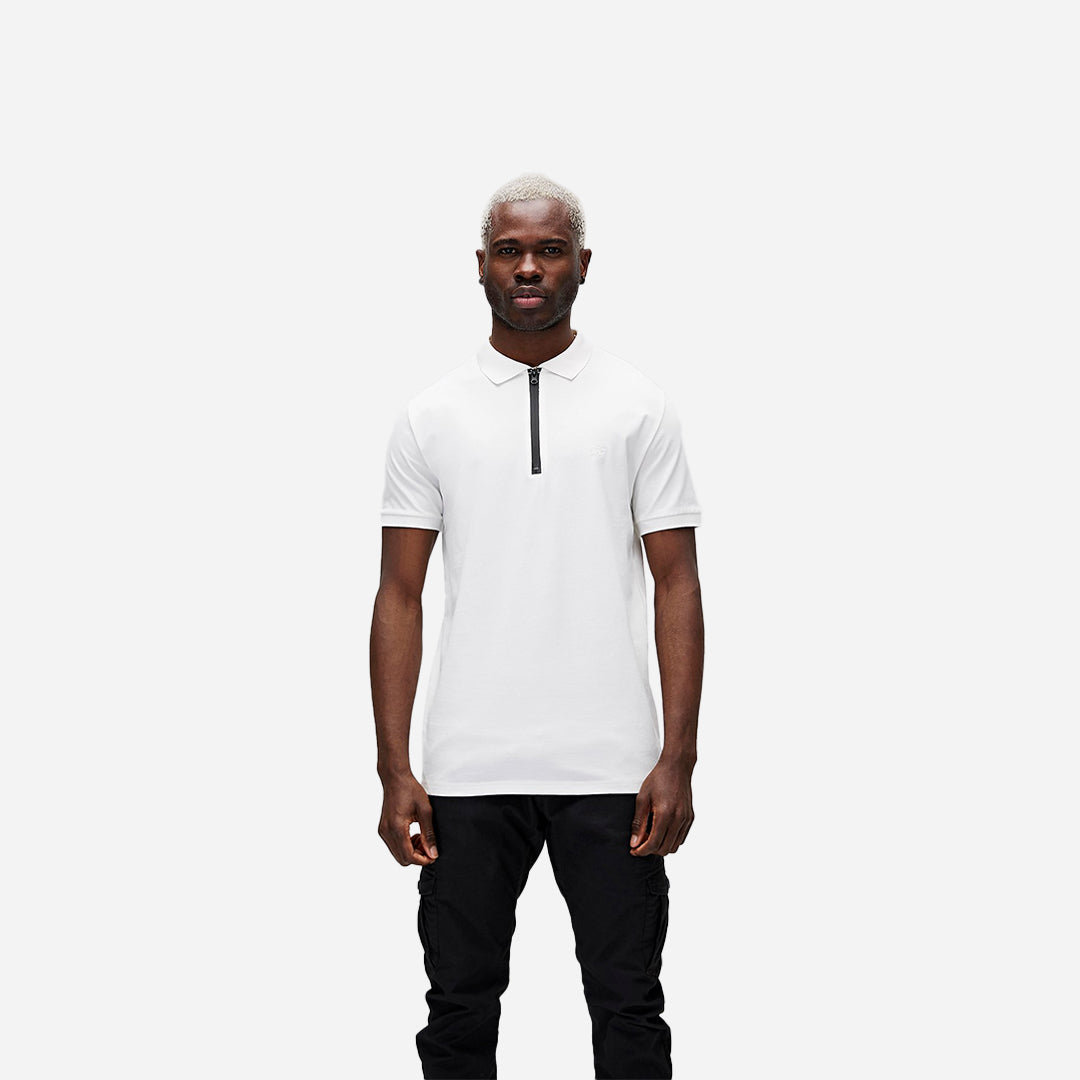 Bad Bear Cord Beyaz Polo Yaka Fermuarlı Erkek T-Shirt