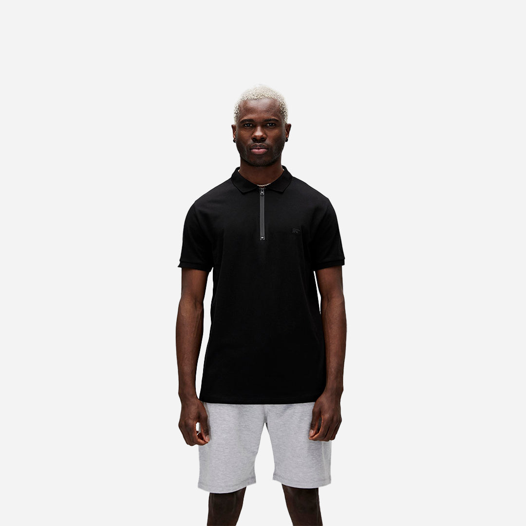 Bad Bear Cord Siyah Polo Yaka Fermuarlı Erkek T-Shirt