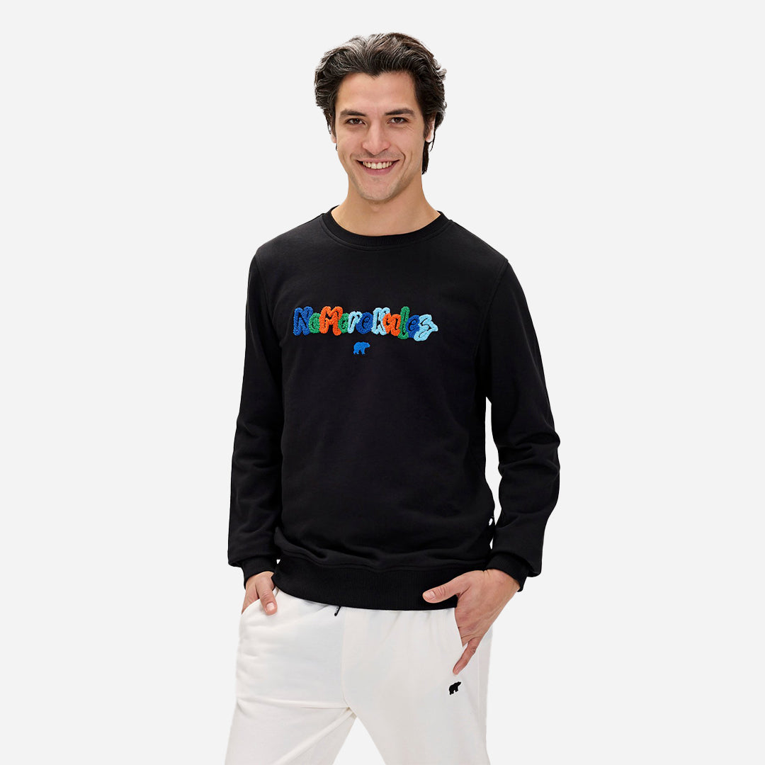 Bad Bear Furry Siyah Erkek Baskılı Sweatshirt