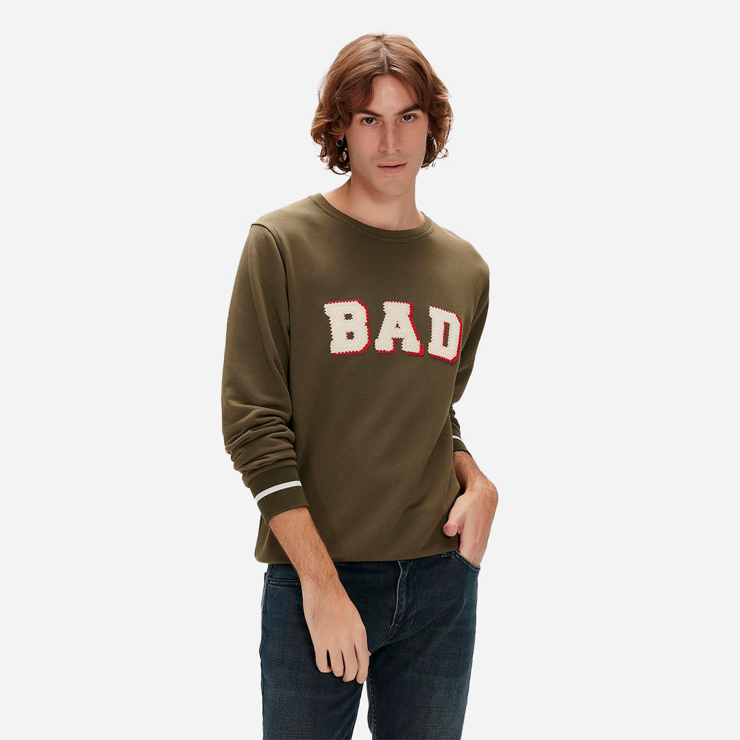 Bad Bear Felt Crewneck Haki Erkek Sweatshirt